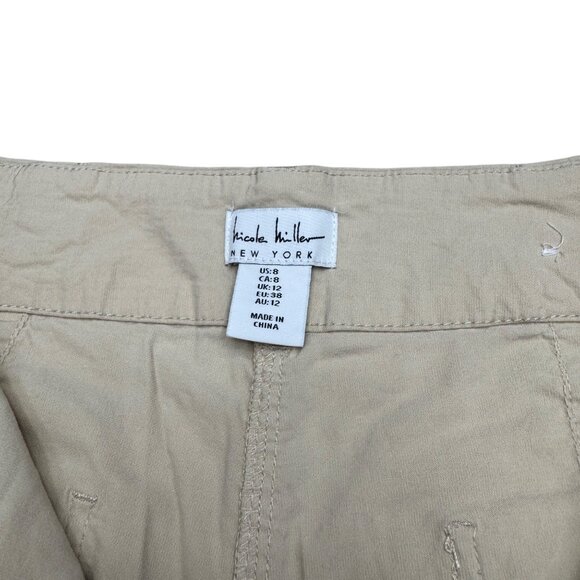 Nicole Millar NY Women's Wide Leg Beige Pants Front Patch Pockets, Size 8 - Picture 6 of 11